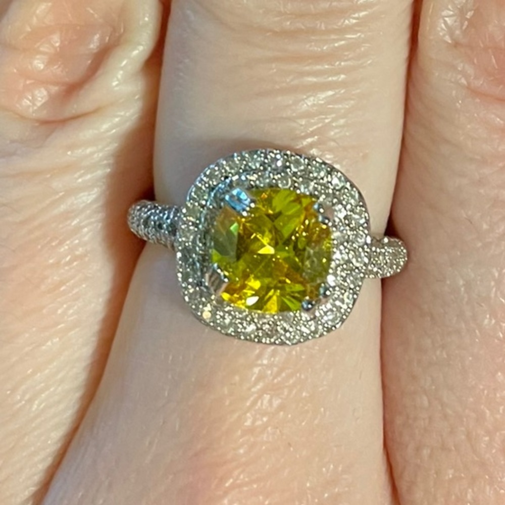 Yellow Double Cushion Stone Ring